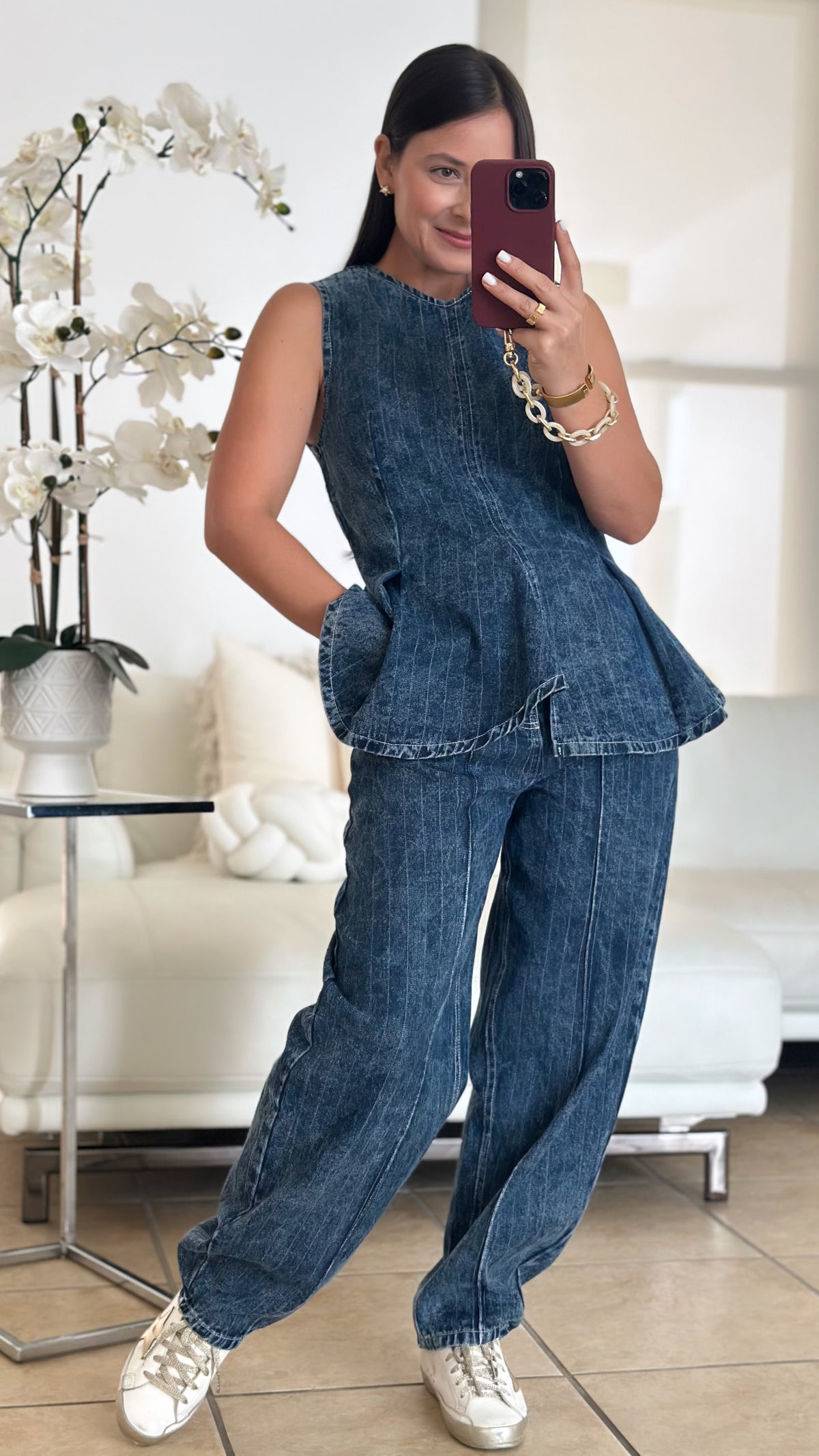 DENIM PEPLUM SET