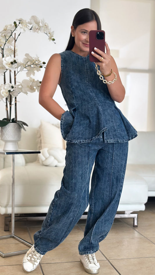 DENIM PEPLUM SET