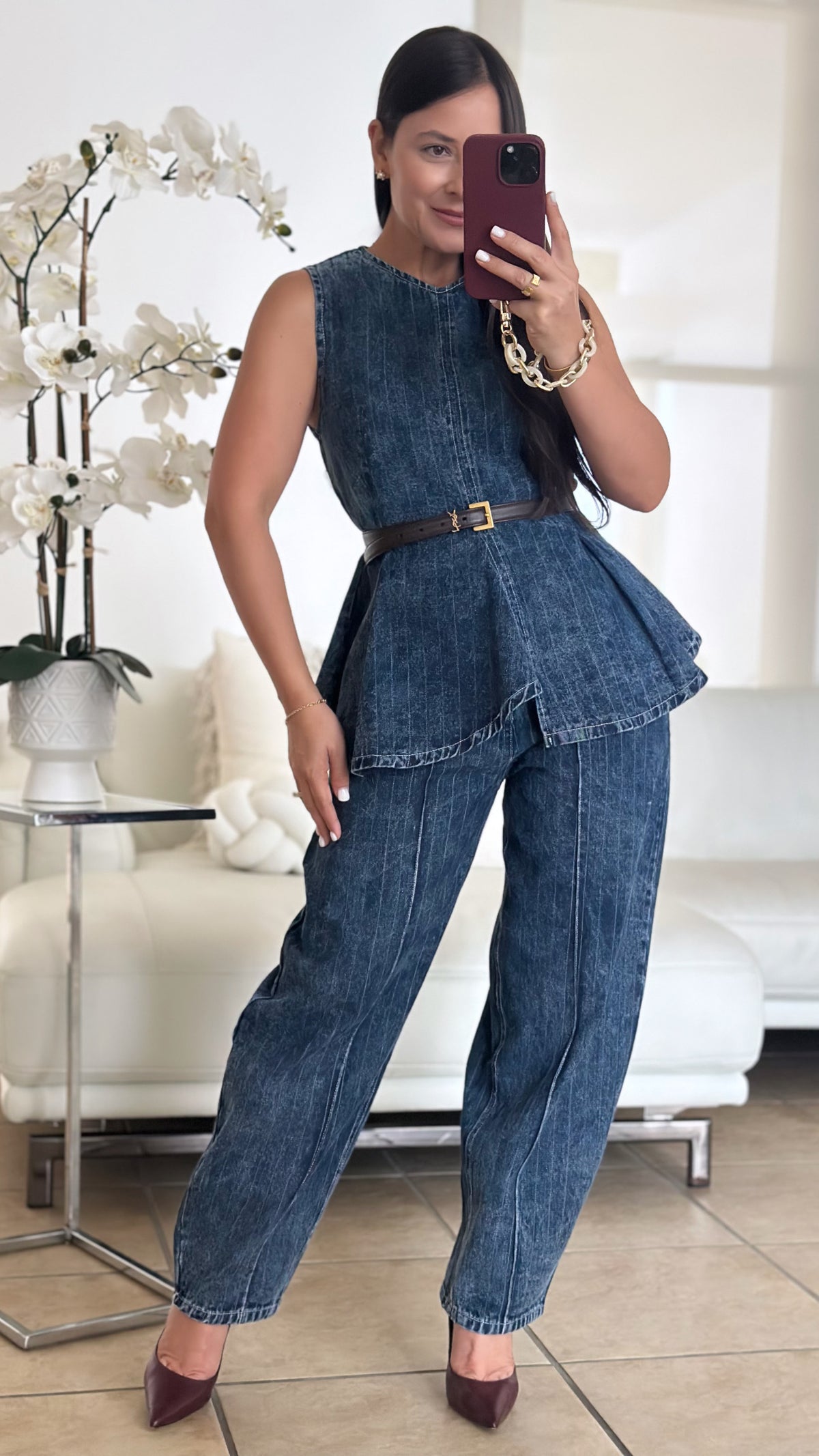 DENIM PEPLUM SET
