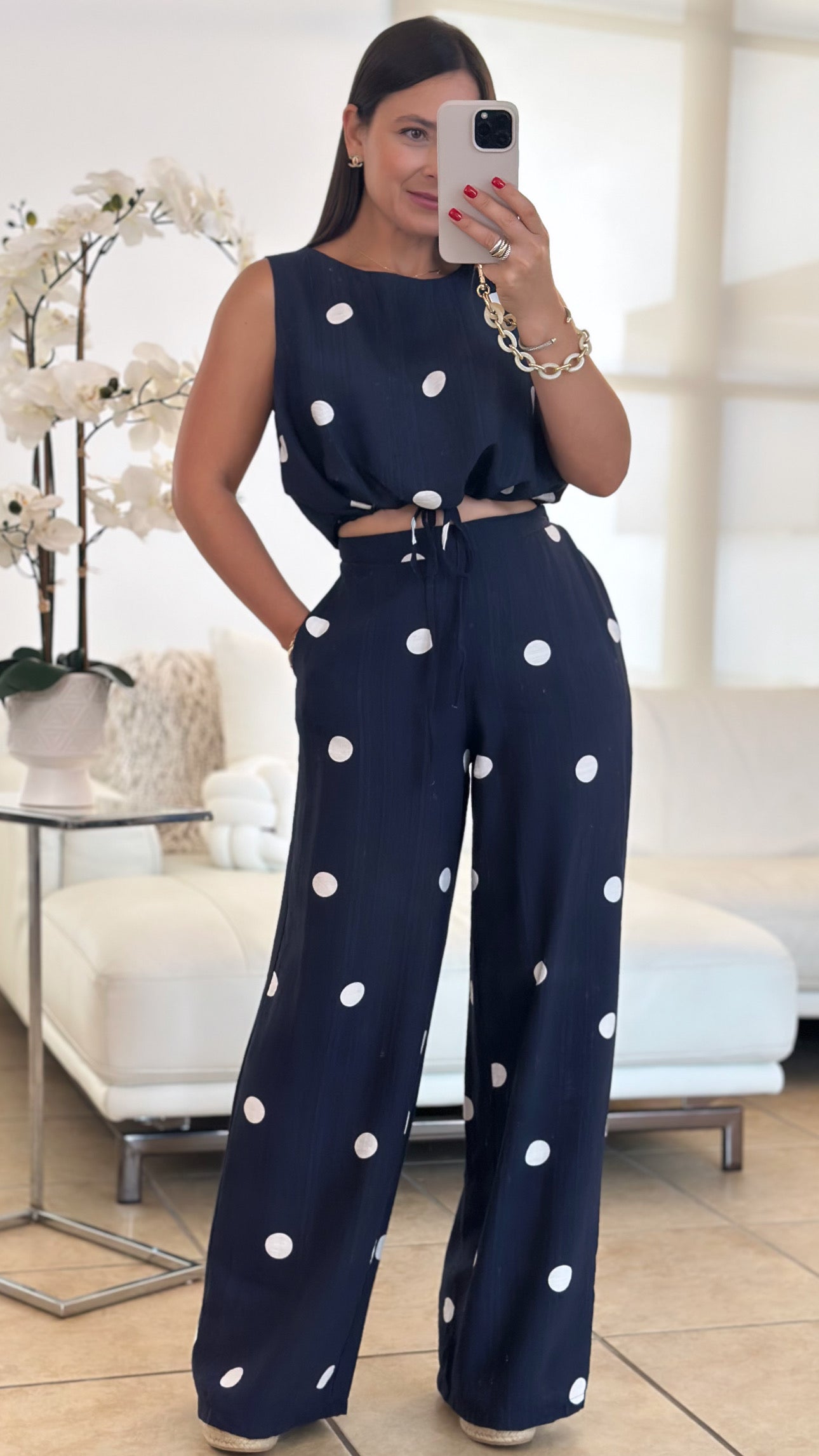 AMELIA NAVY DOTS SET