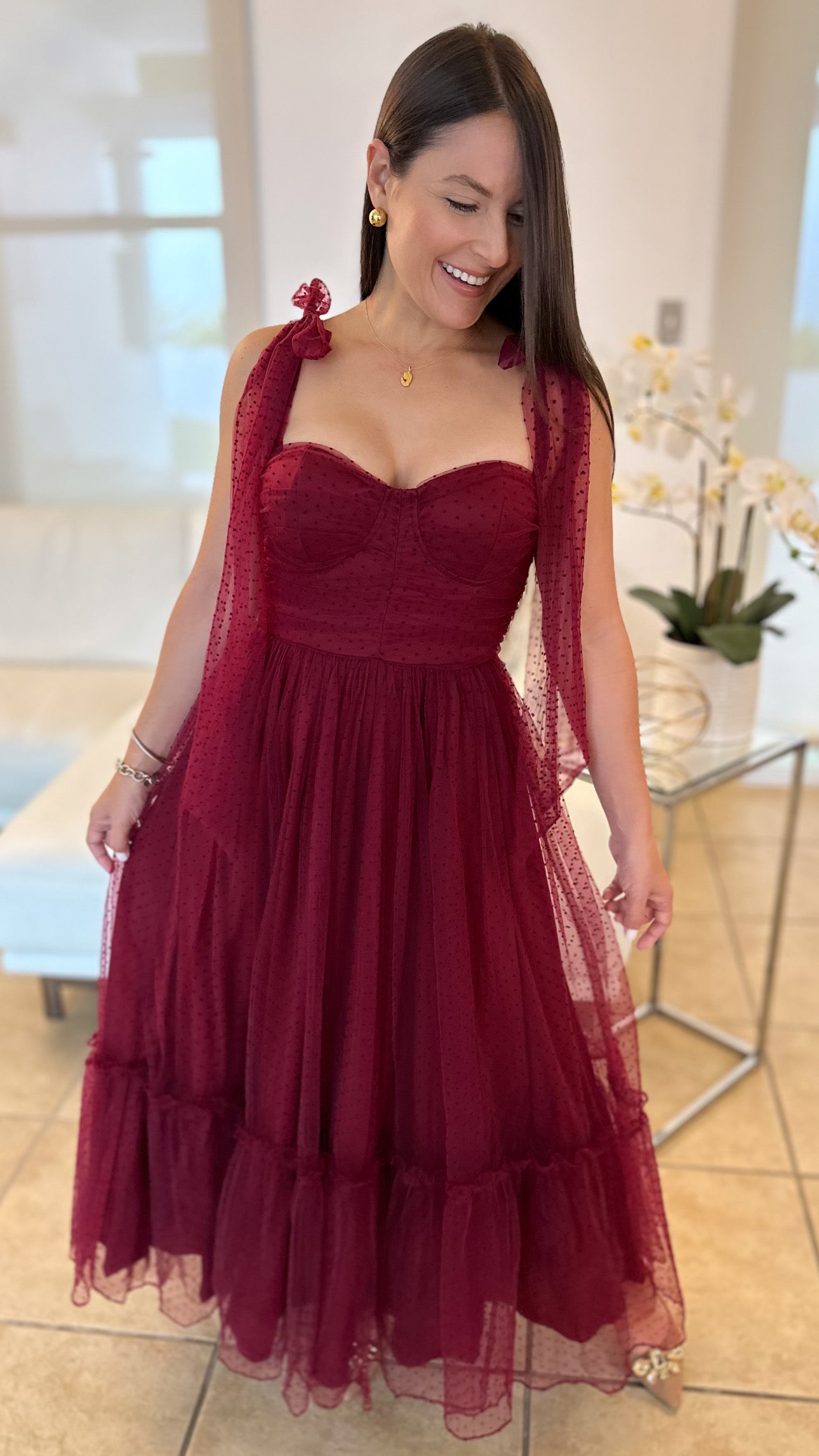 BELLA BURGUNDY DRESS