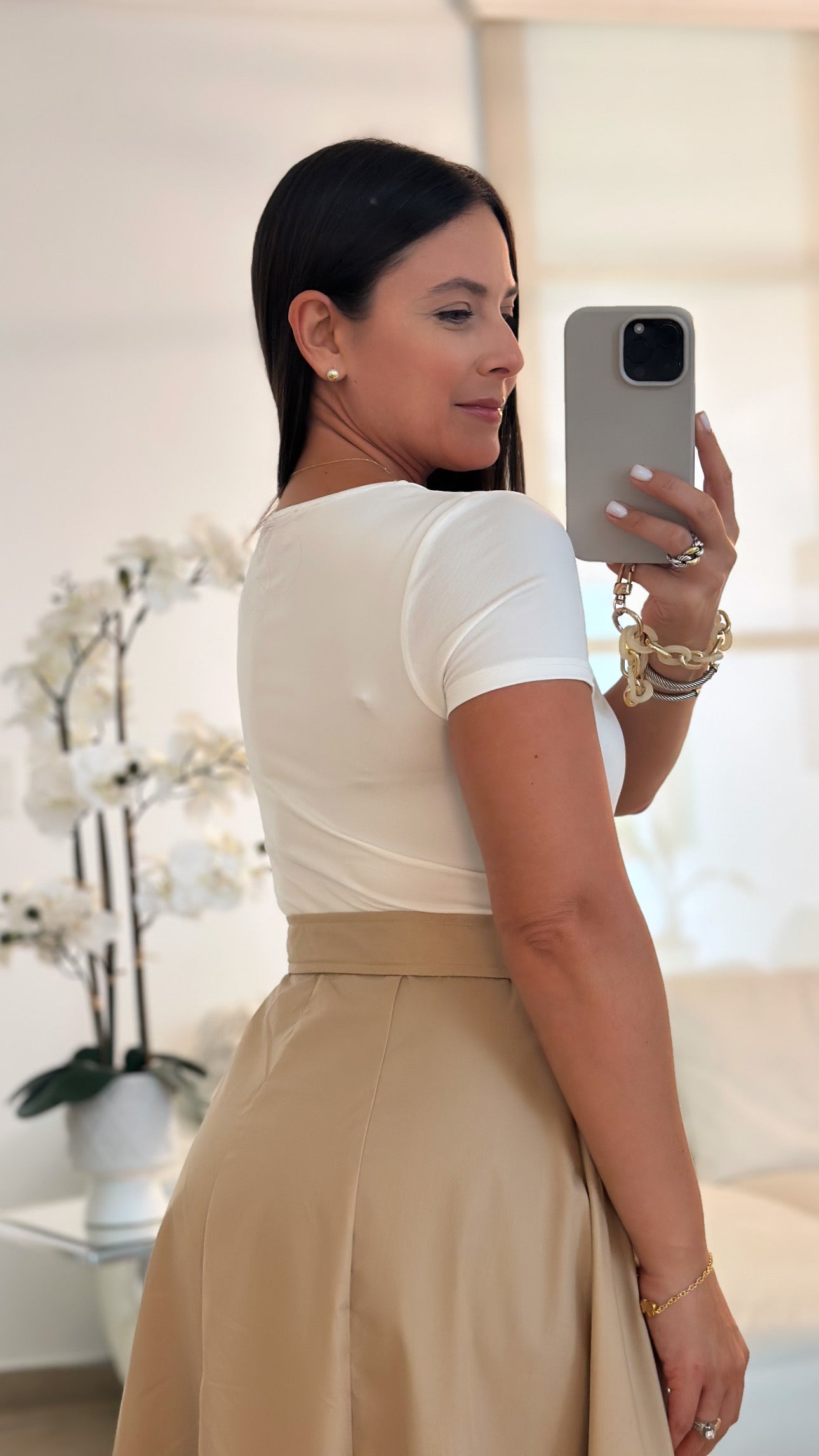 KHAKI BELTED DRESS