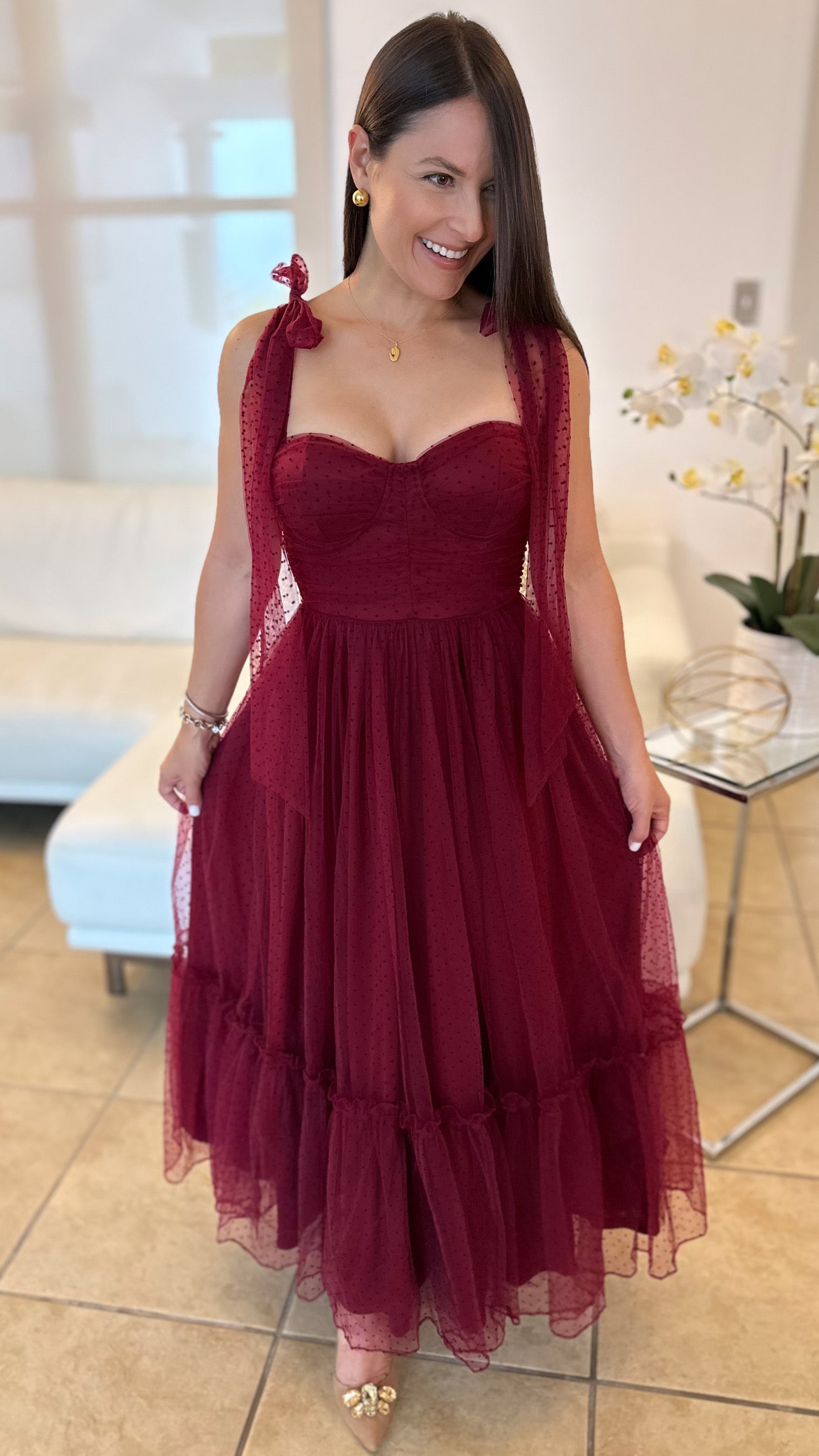 BELLA BURGUNDY DRESS