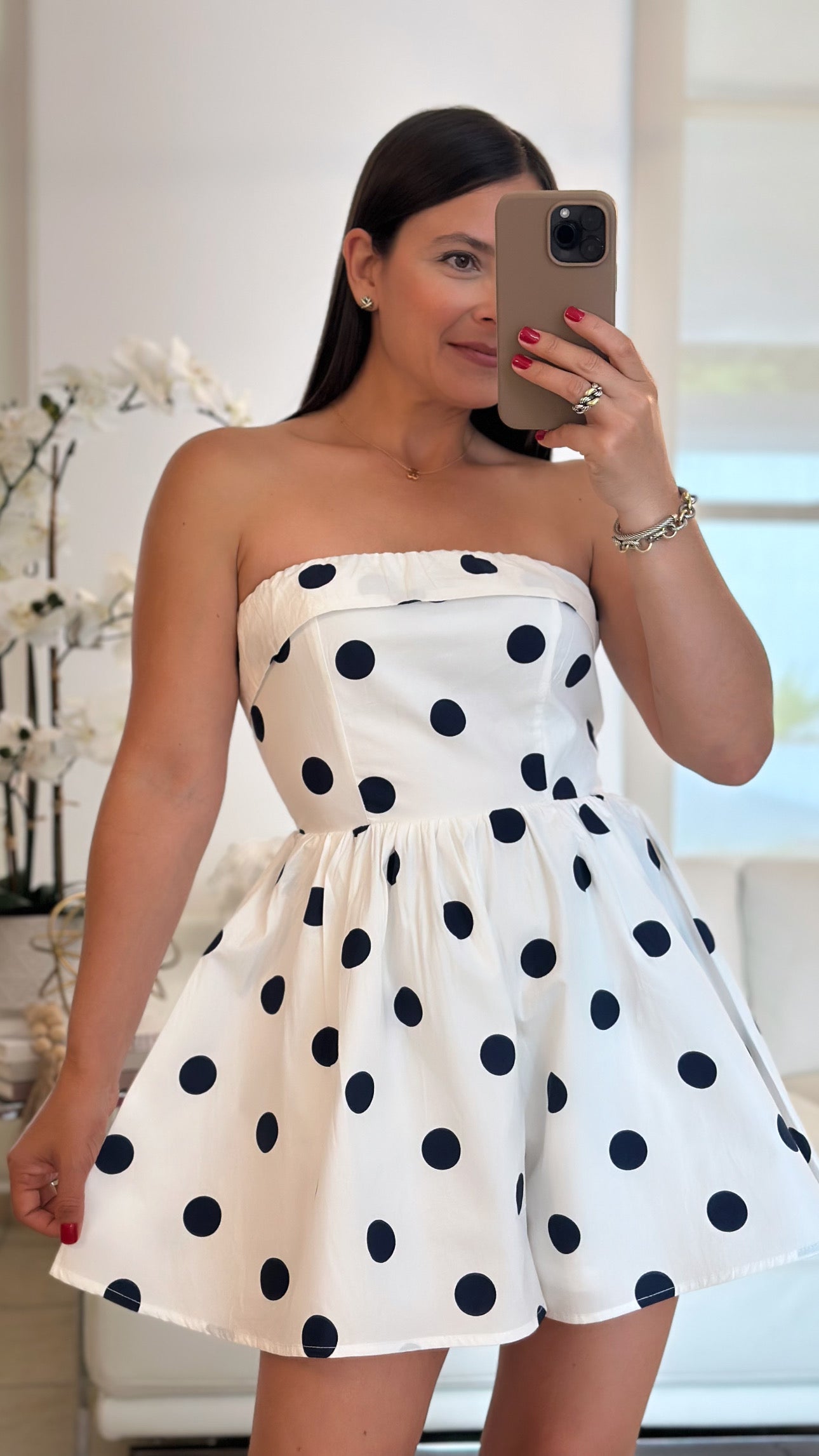 NAVY DOTS ROMPER