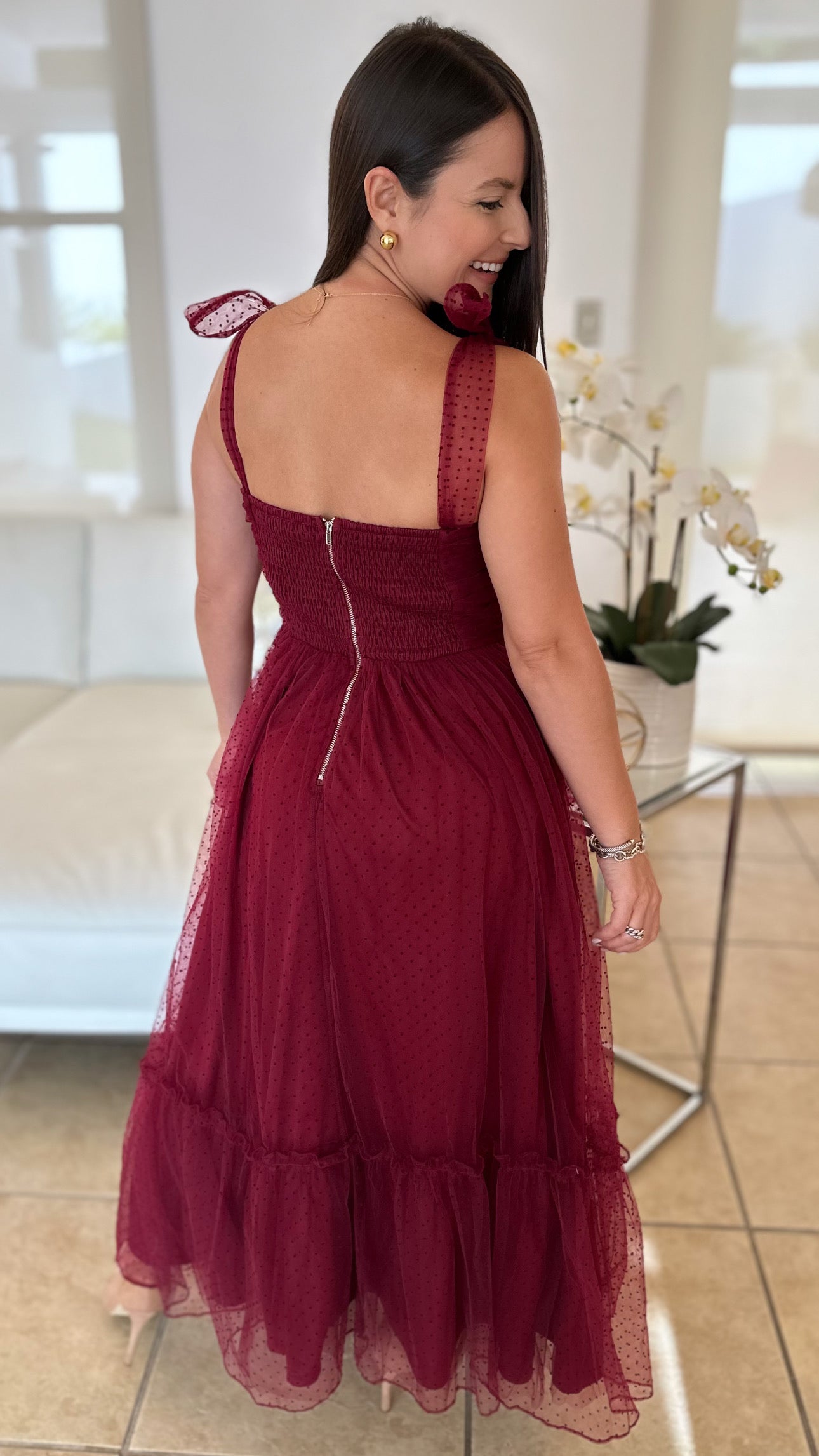 BELLA BURGUNDY DRESS