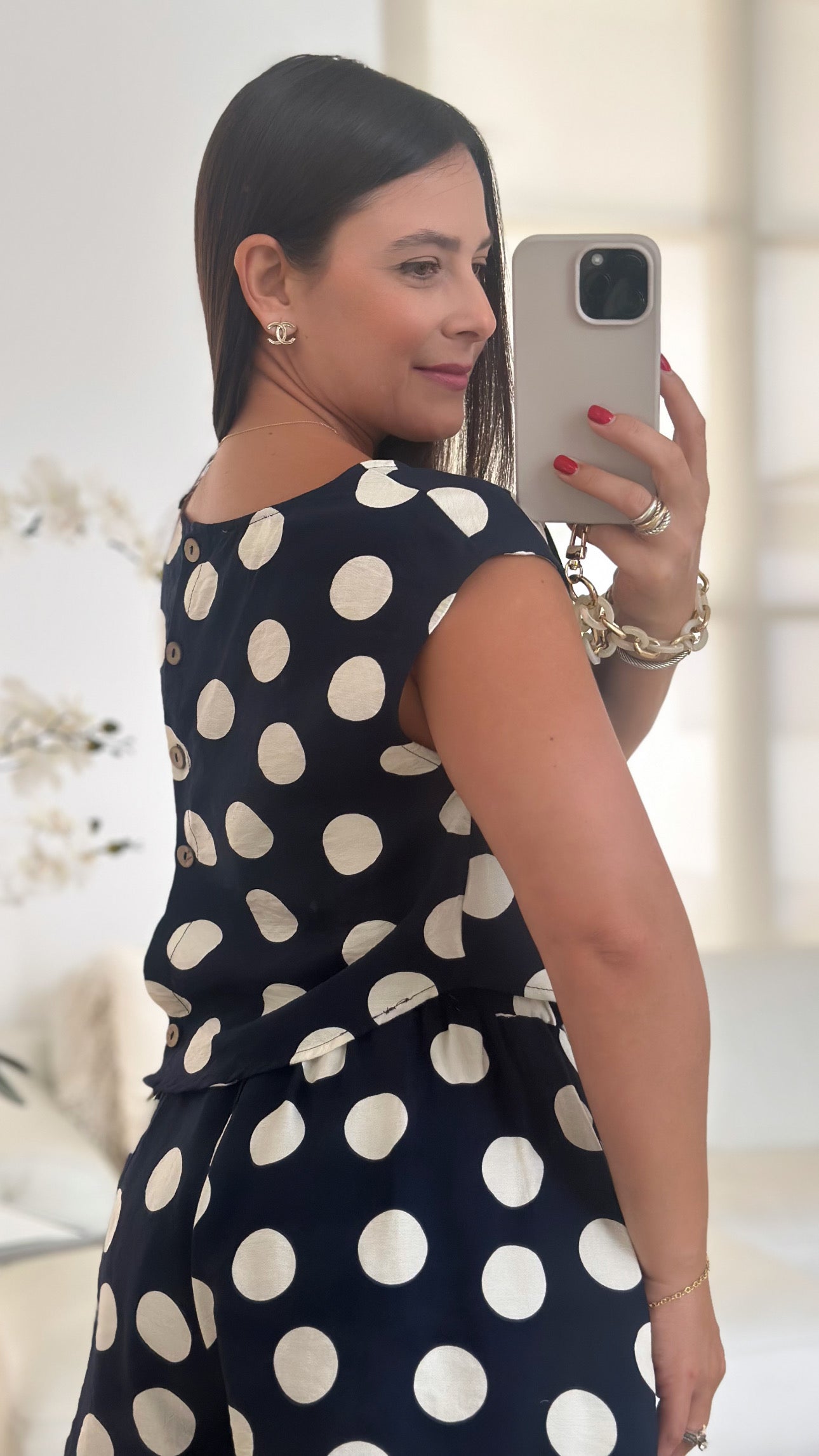NAVY DOTS SHORT SET