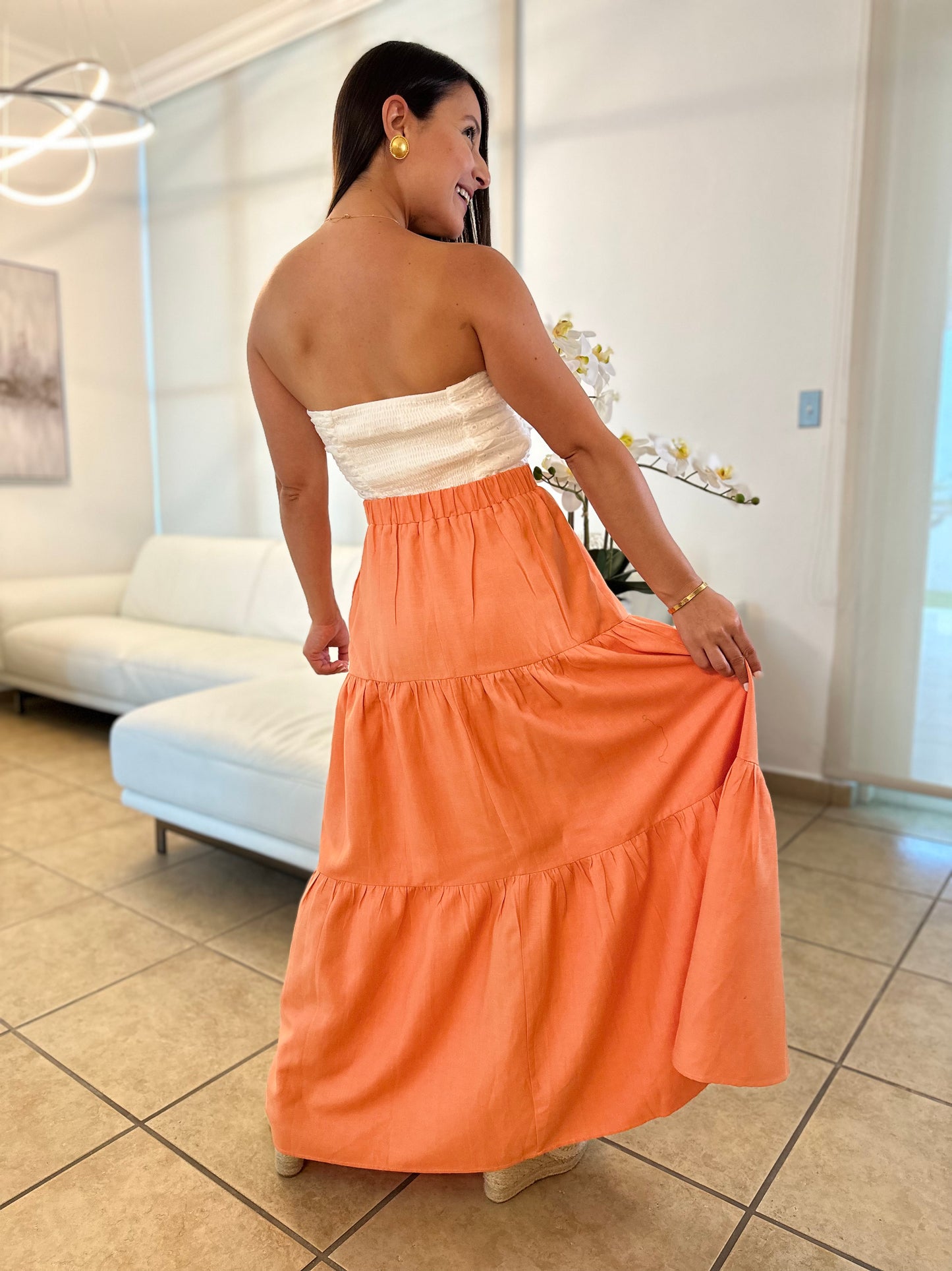 MIRANDA PEACH PINK MAXI SKIRT