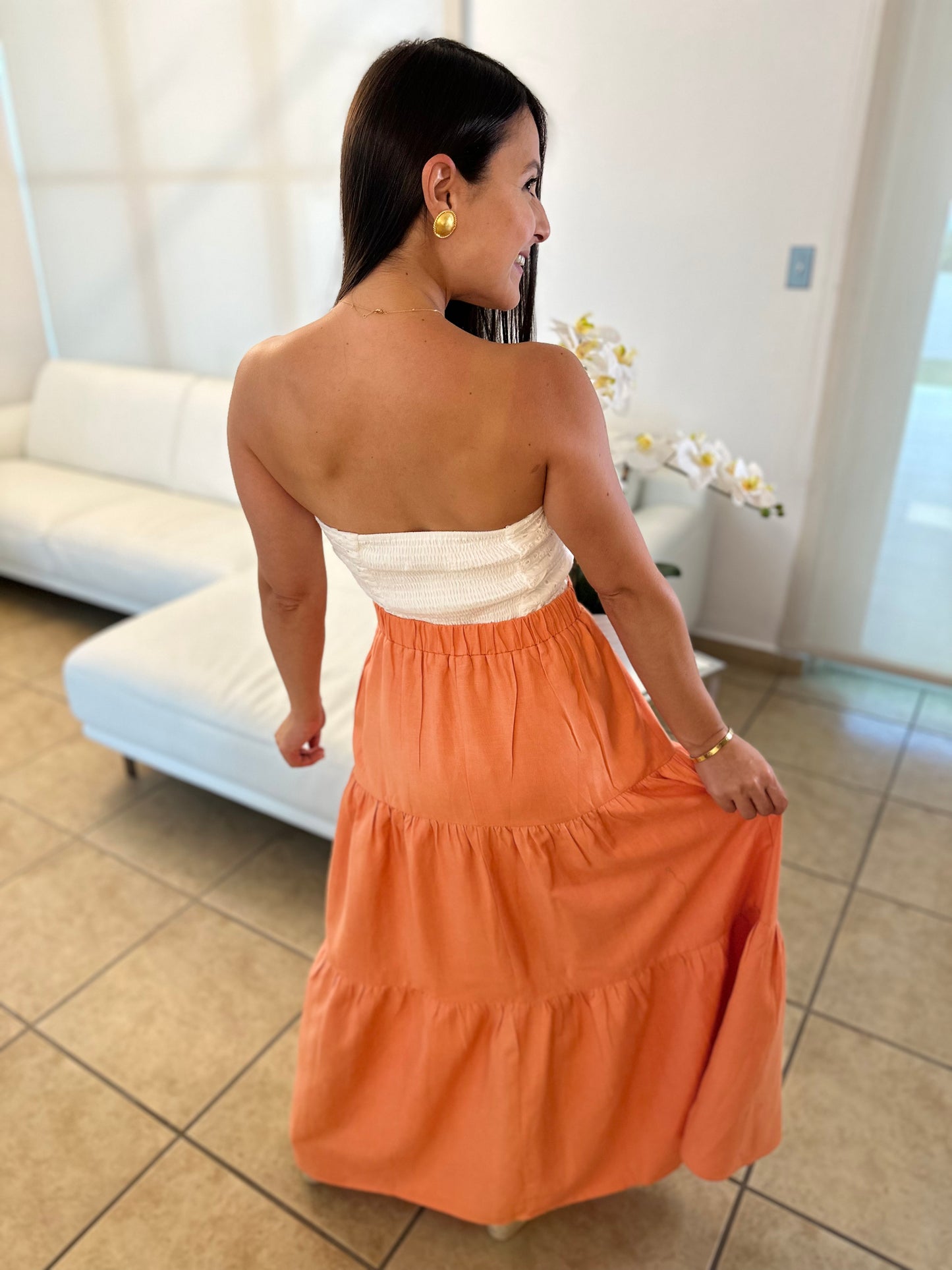 MIRANDA PEACH PINK MAXI SKIRT